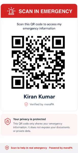 The Emergency QR screen